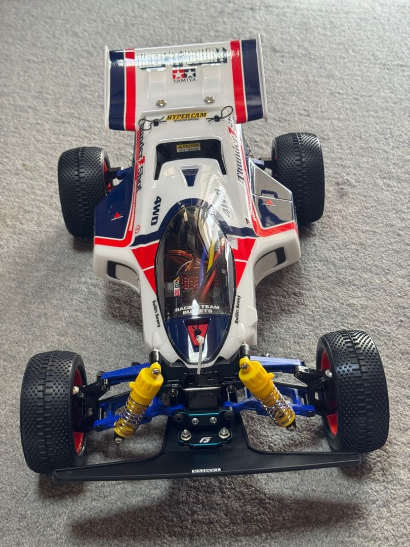タミヤサンダーショットボディ&ウイング搭載セイントドラゴンシャーシ、メカ・OP付
