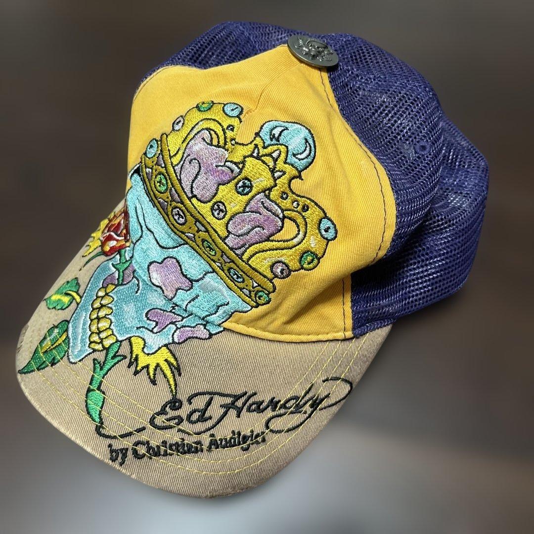 Ed Hardy スカル刺繍キャップ サイズ調整可