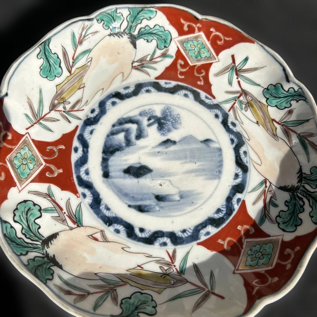 古伊万里　染め錦金彩皿　7寸×2枚。