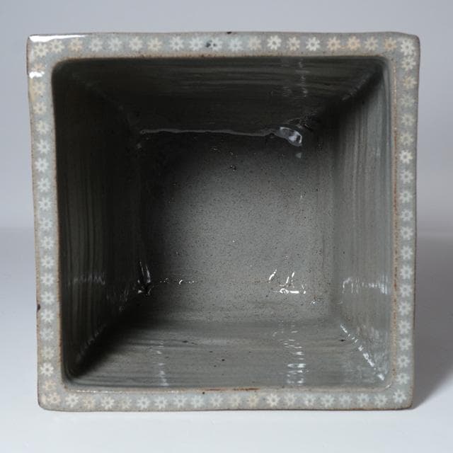 佐久間勝山　三島四方水指　共箱　茶道具　万古焼　松古窯　玄々斎好写