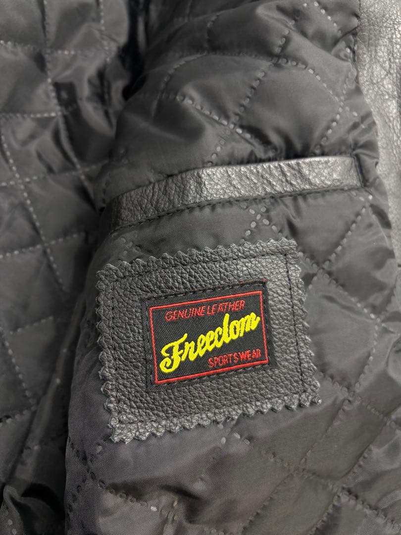 ①Freedom レザー ライダース ジャケット ホワイトライン