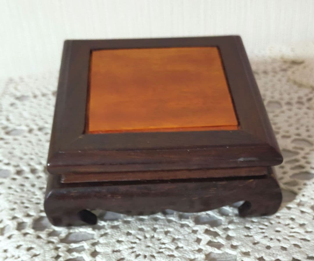 高級唐木　鉄刀木　花梨木　ミニ花台　2点セット　未使用保管品