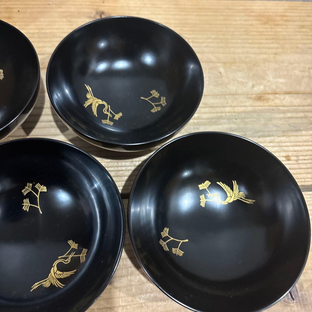 松花堂写 吸物椀 五客 鳳凰蒔絵 松美堂造（大阪 淀屋橋）共箱付き 茶道具