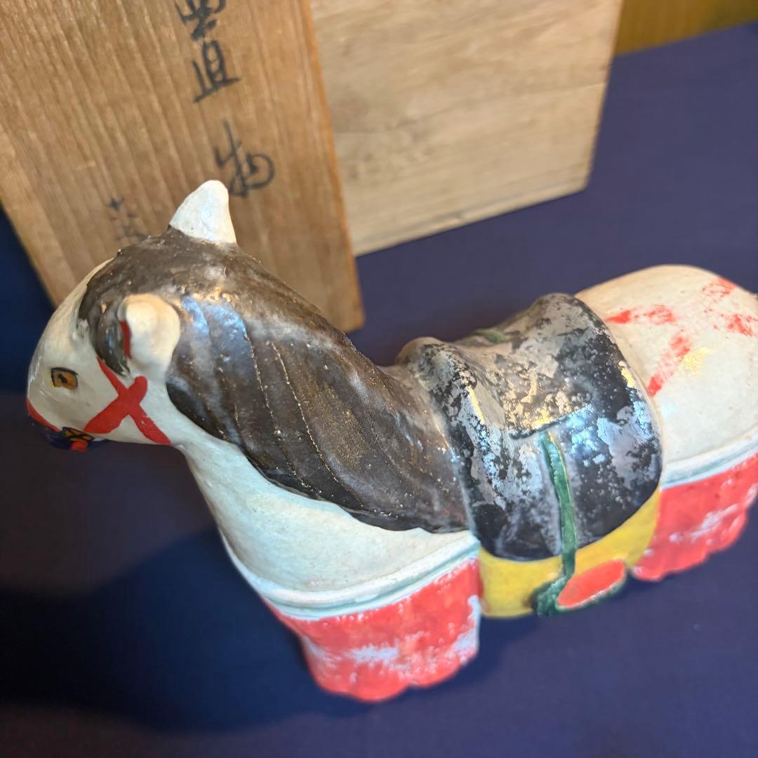 5代目　清水六兵衛　馬　置物　共箱付き　干支　お正月 昭和レトロ 時代物 京焼