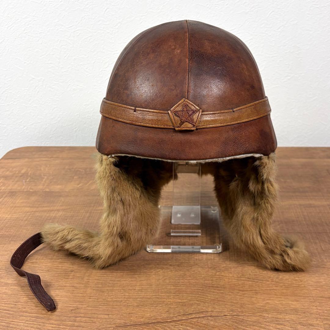 貴重 当時物 実物 旧日本陸軍 戦車帽 防寒型 冬様 革製 日本軍 ヘルメット