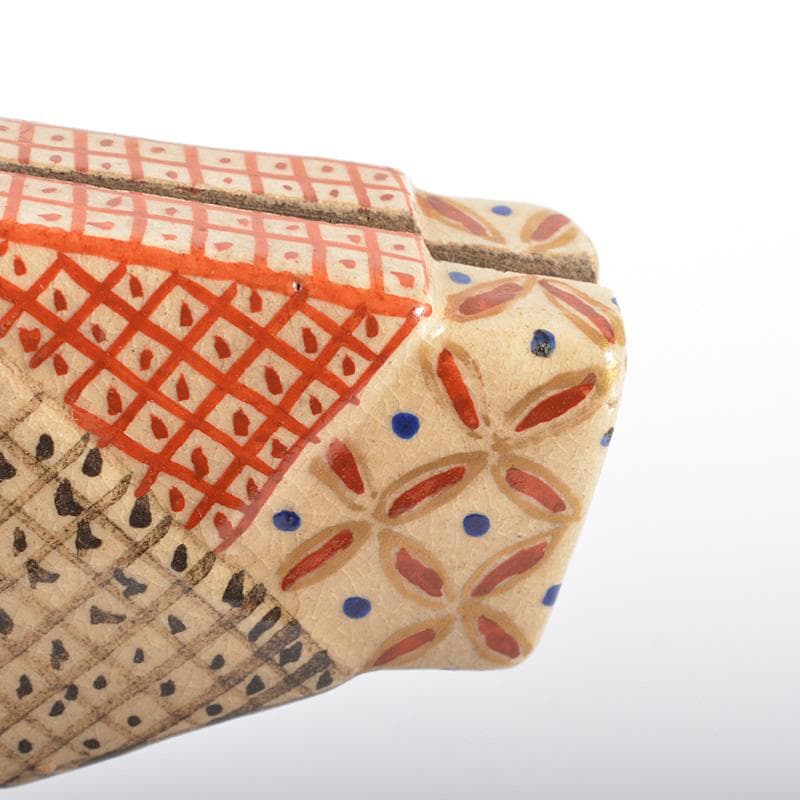 Gojyo　野々村仁清作　色絵格子文扇形香合　時代箱二重箱　V　R6219