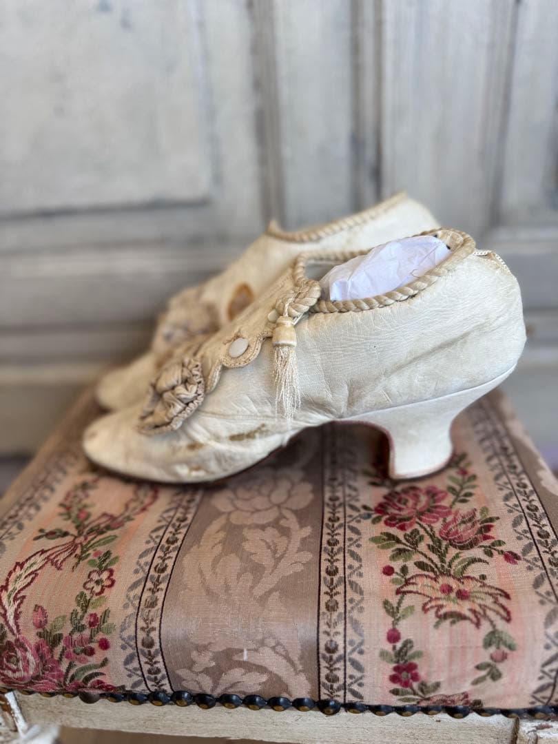 フランスアンティーク激レアウェディングレザーボタンブーツ