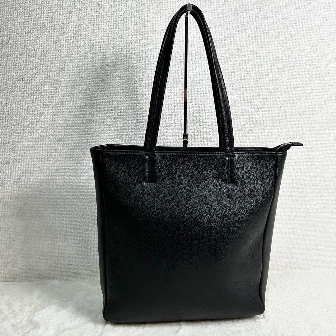 美品✨　SHIPS 牛革　シボ革　トートバッグ A4収納可 黒