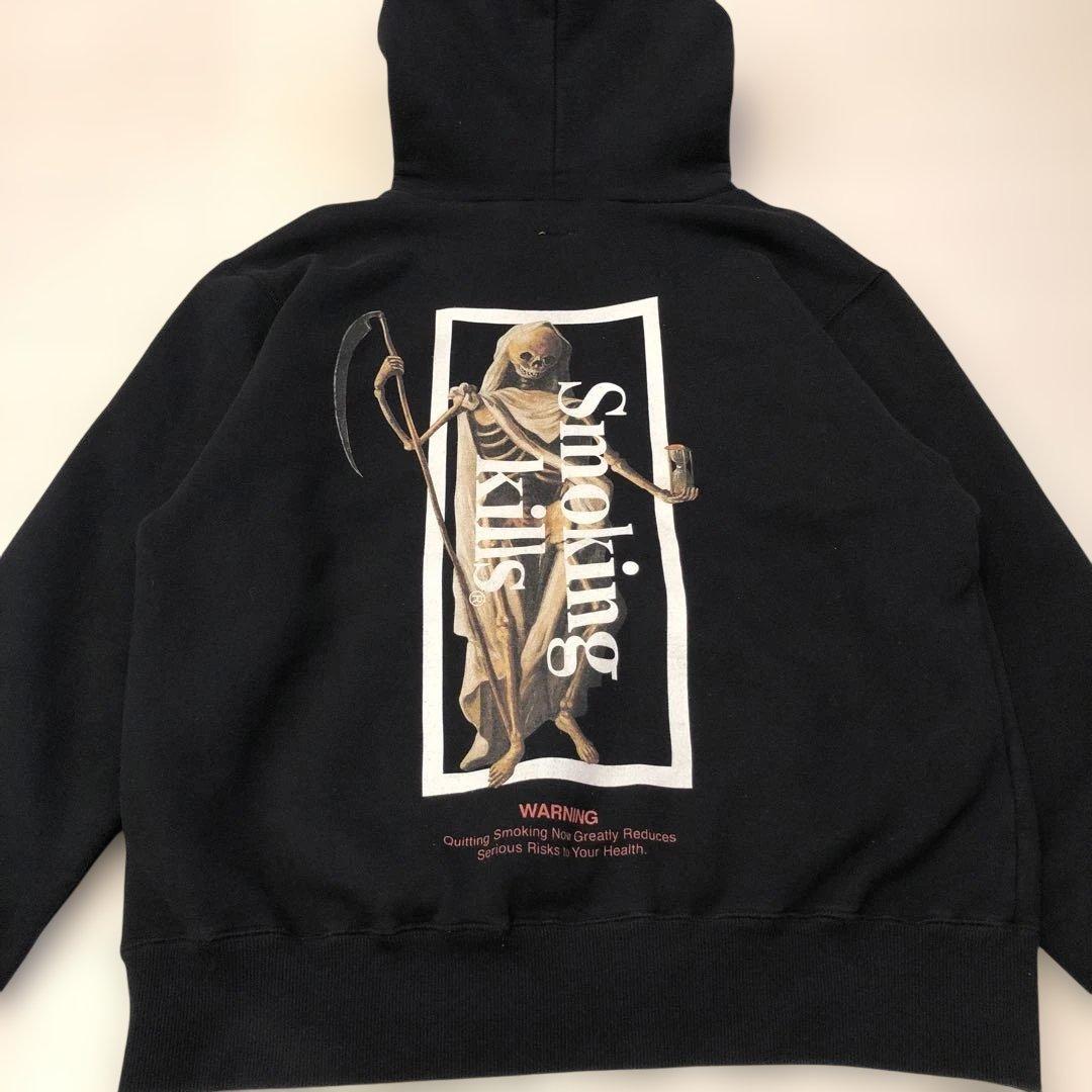 名作 fr2 smoking kills パーカー ブラック 骸骨 スカル 黒
