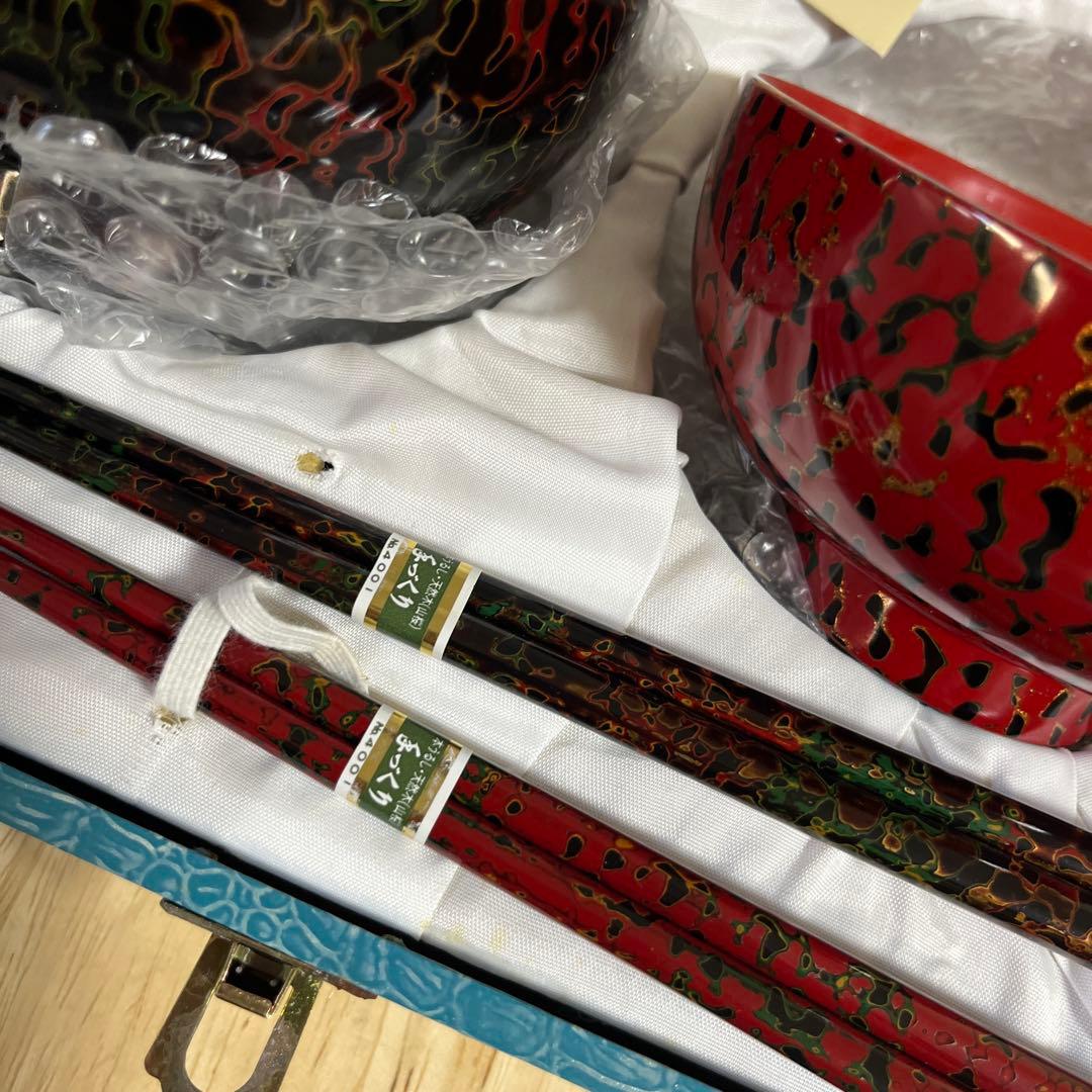 むらた工芸　津軽塗　夫婦椀＆箸セット