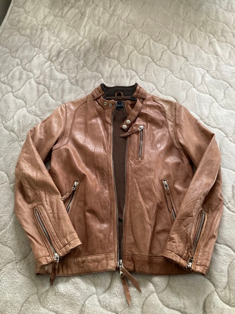 【MEN'S BIGI】羊革 レザージャケット キャメルブラウン トロトロ肌触り