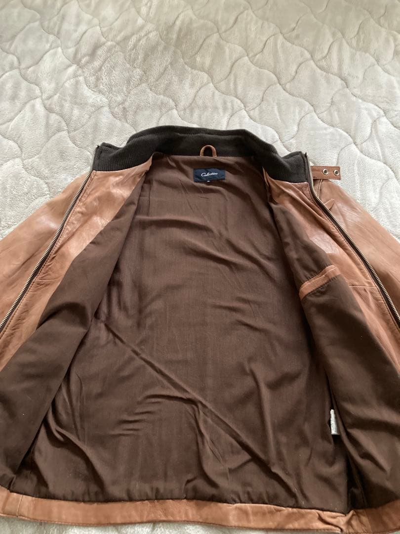 【MEN'S BIGI】羊革 レザージャケット キャメルブラウン トロトロ肌触り