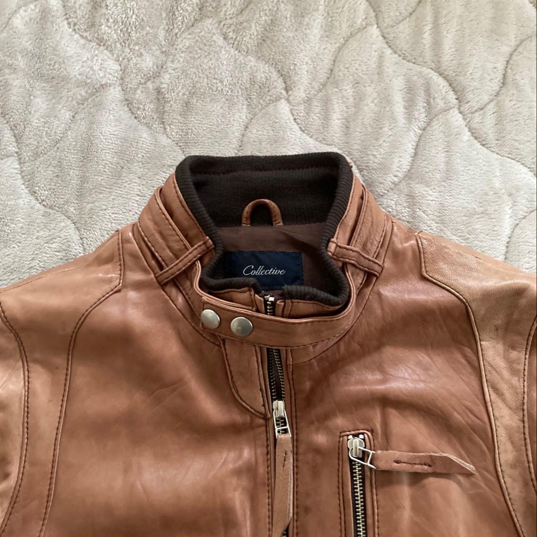 【MEN'S BIGI】羊革 レザージャケット キャメルブラウン トロトロ肌触り