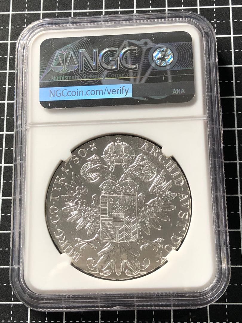 3909【NGC鑑定品MS66】オーストリア　1780年　大型　銀貨　古銭