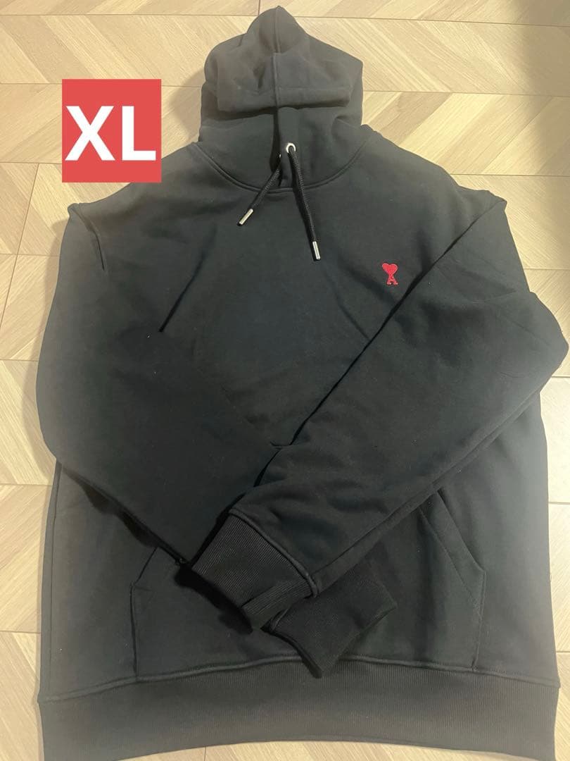 新品ami paris アミパリス AMI DE COEUR パーカー 黒　XL