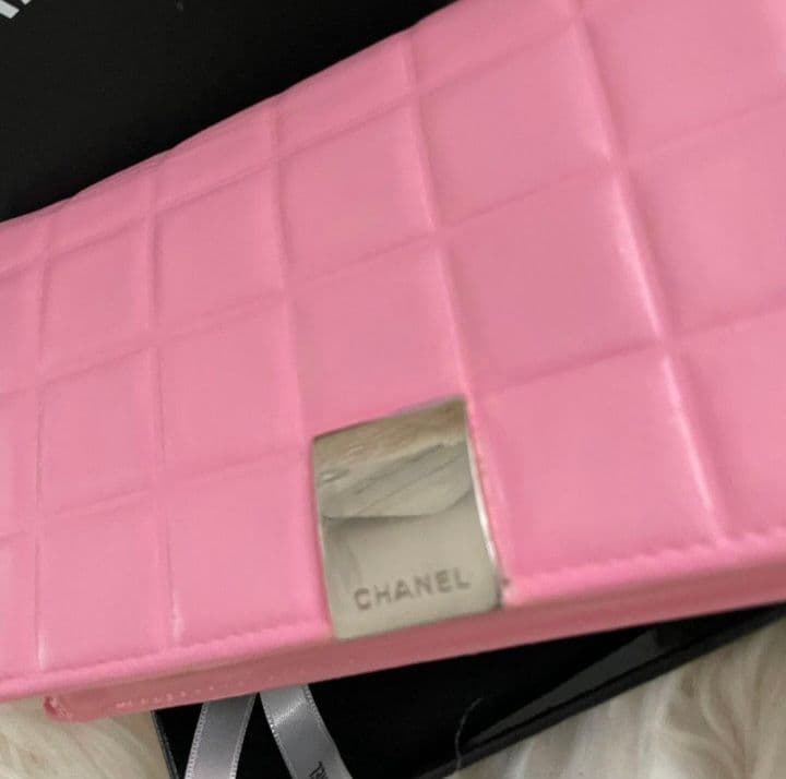 シャネル CHANEL 財布 二つ折り ピンク チョコバー 正規品