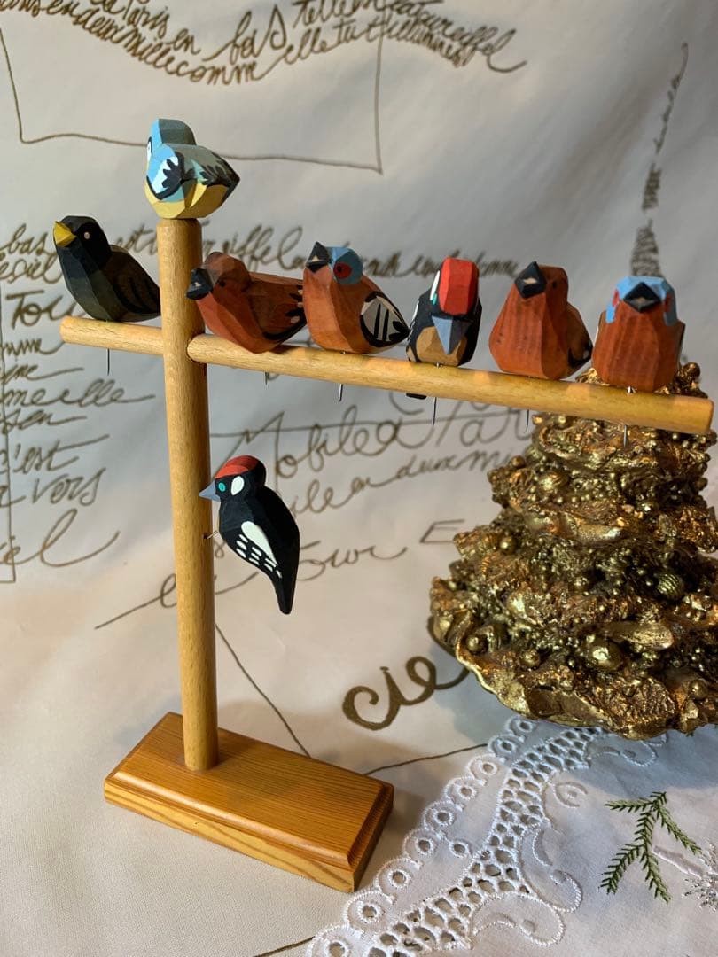 ドイツ製　木製人形　レアなエルツのビンテージの沢山の小鳥の止まり木！可愛い過ぎ！