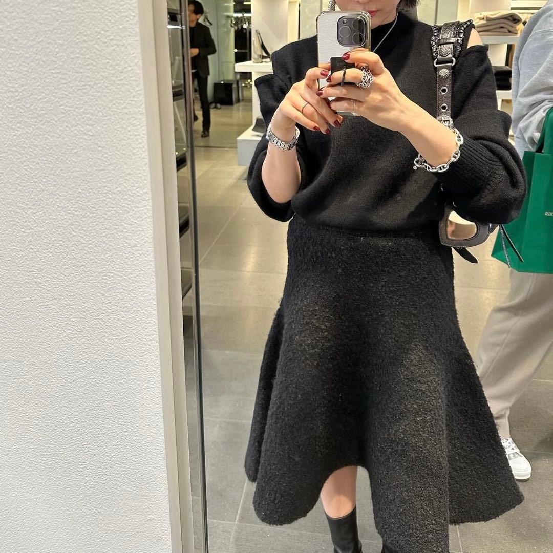 【美品】MACHATT マチャット　ブークレニットスカート　ブラック