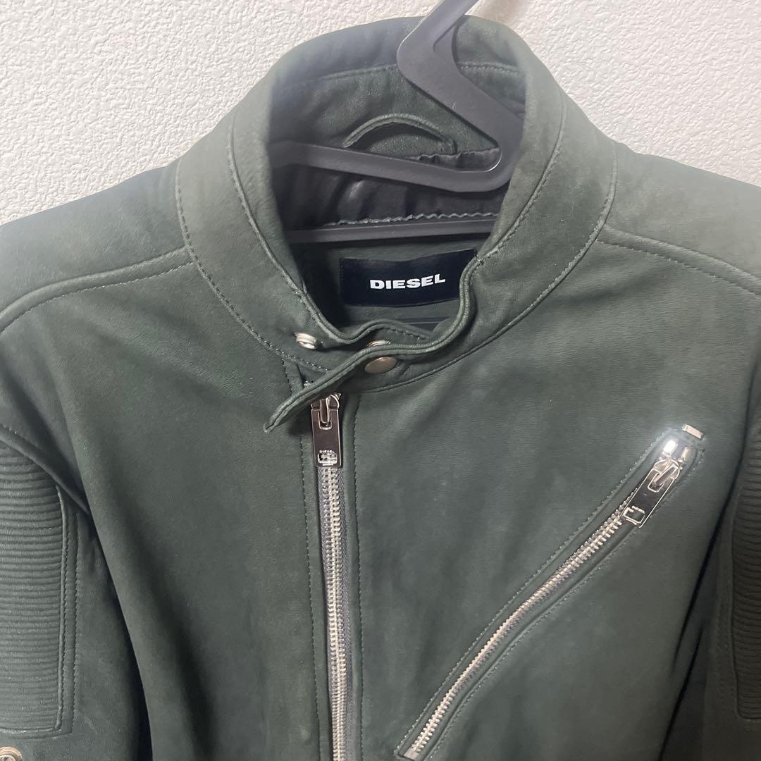 DIESELカーキシングルライダース　ラムスキンスエード