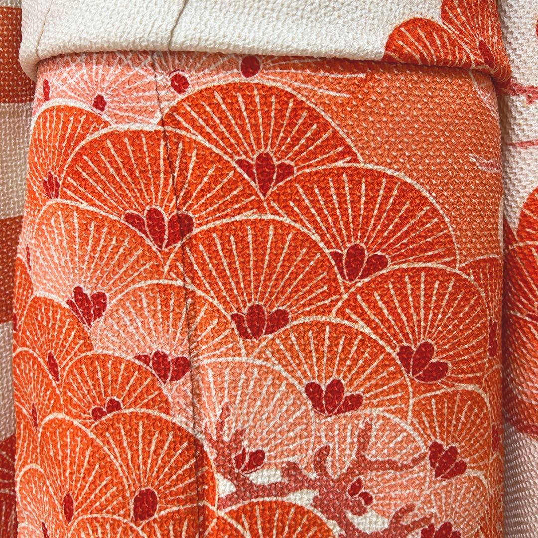 444 振袖フルセット 正絹 朱赤 オレンジ 絞り 藤娘きぬたや 高級 小柄さん