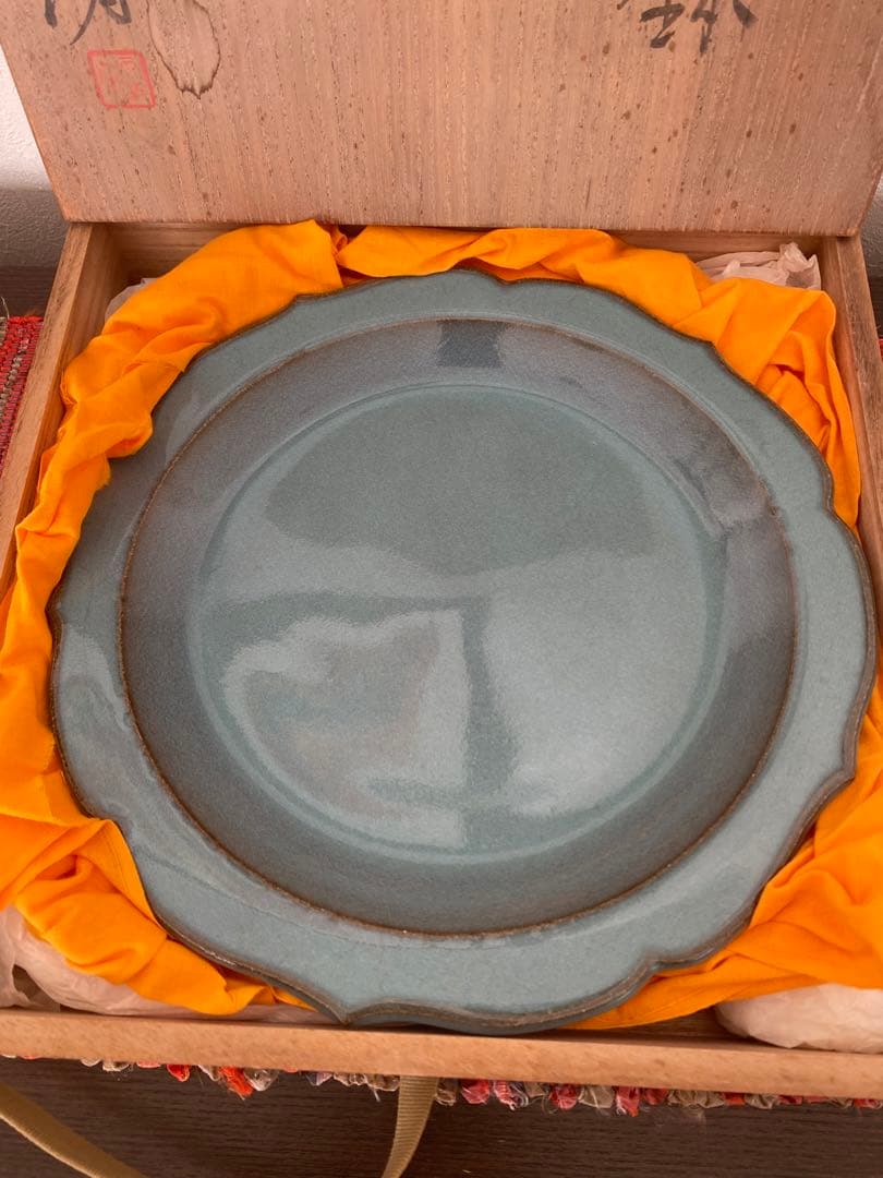 人間国宝　原清　【原清 鈞窯輪花鉢】幅約27cm /  高さ3.5cm