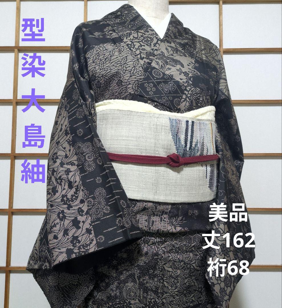 美品 型染 大島紬 丈162 裄68