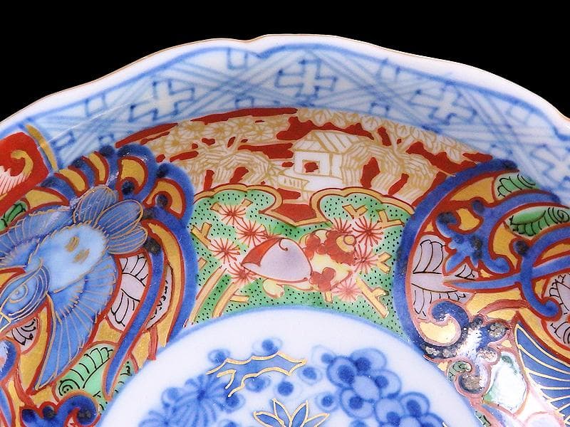 大聖寺伊万里　金襴手　福良雀の図　膾皿　５客　260AS-CXl