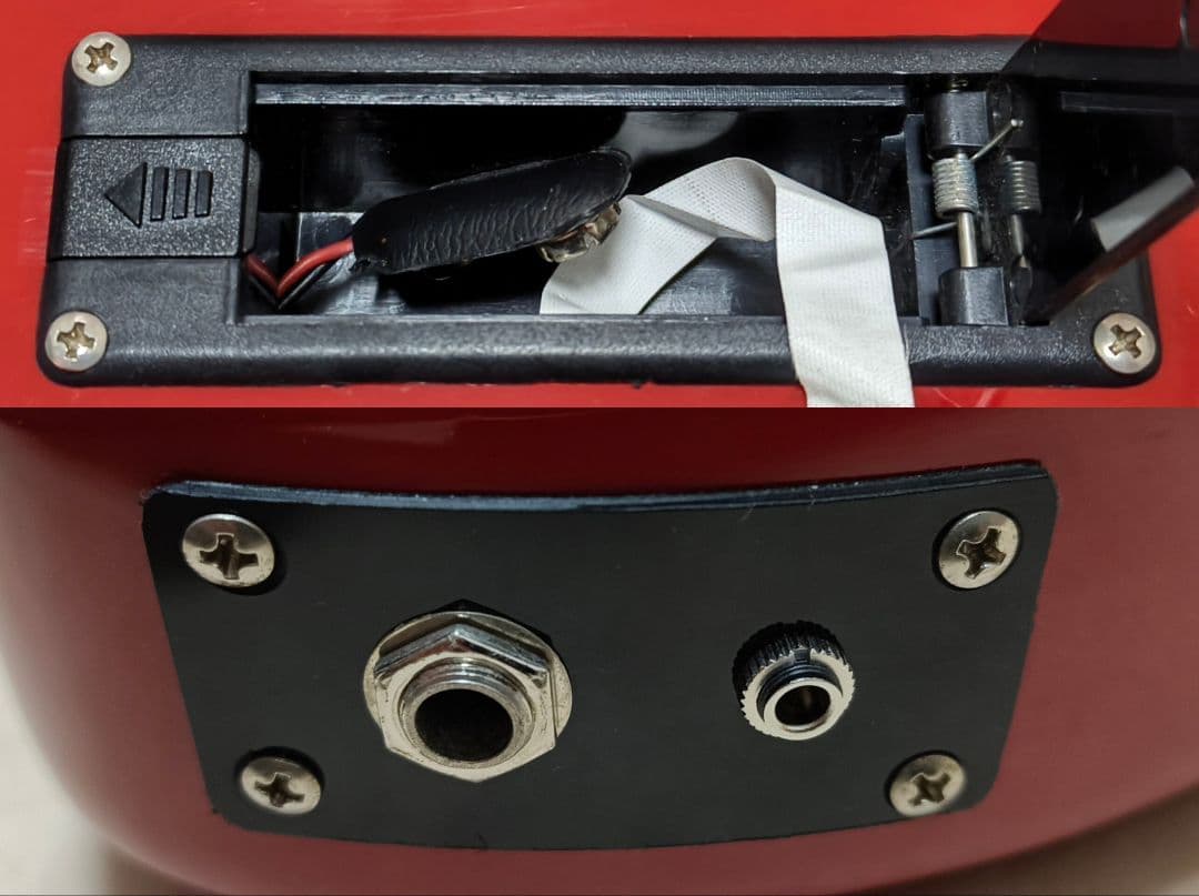 【美品】ZO-3 レッド アンプ内蔵ミニギター 専用ケース付 ロックピン付