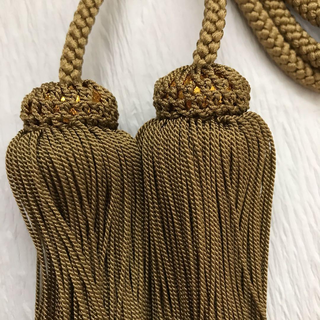 正絹の房紐　渋い抹茶色とオレンジの2点　よりふさ