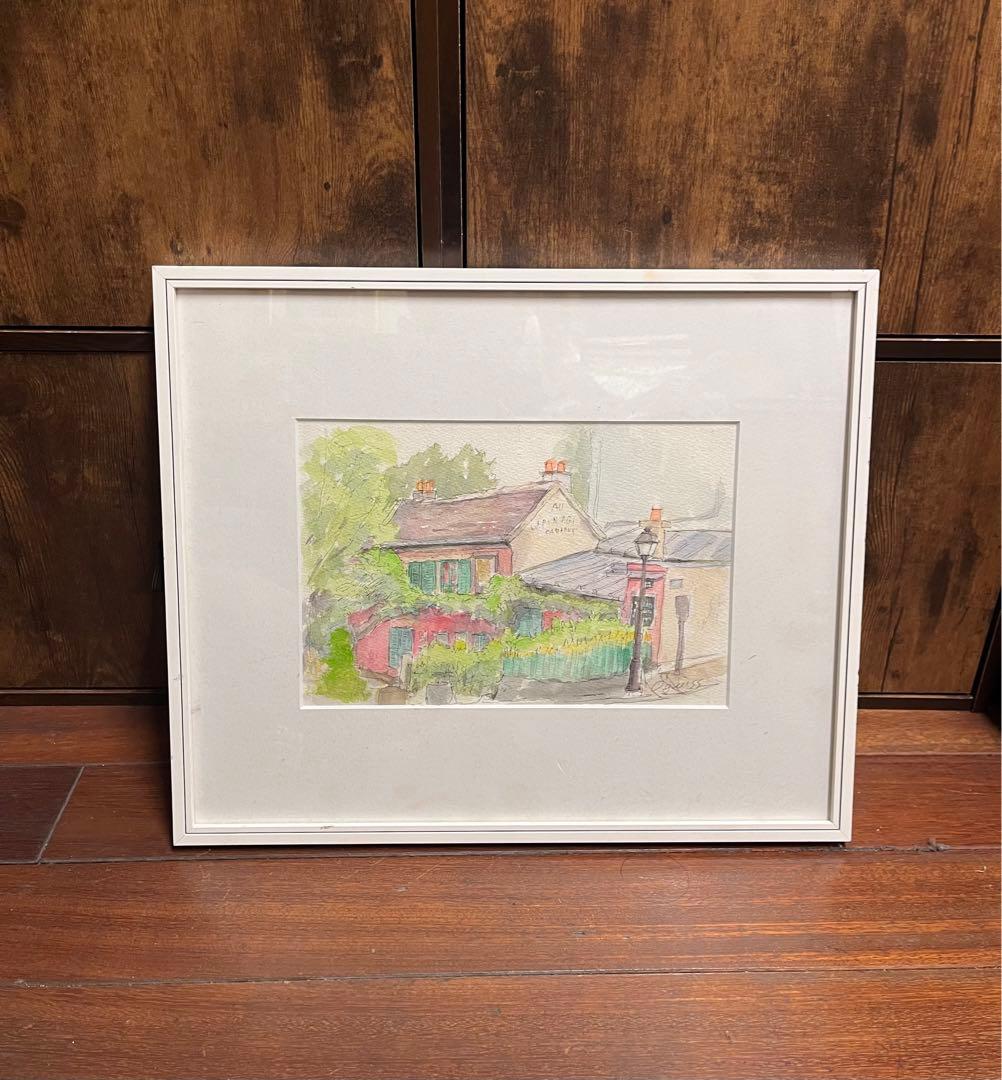 荻須高徳 手描き 水彩画 作者サイン 貴重