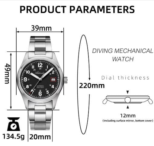 値下げ　addiesdive NH35搭載　シンプル　自動巻き ブラック