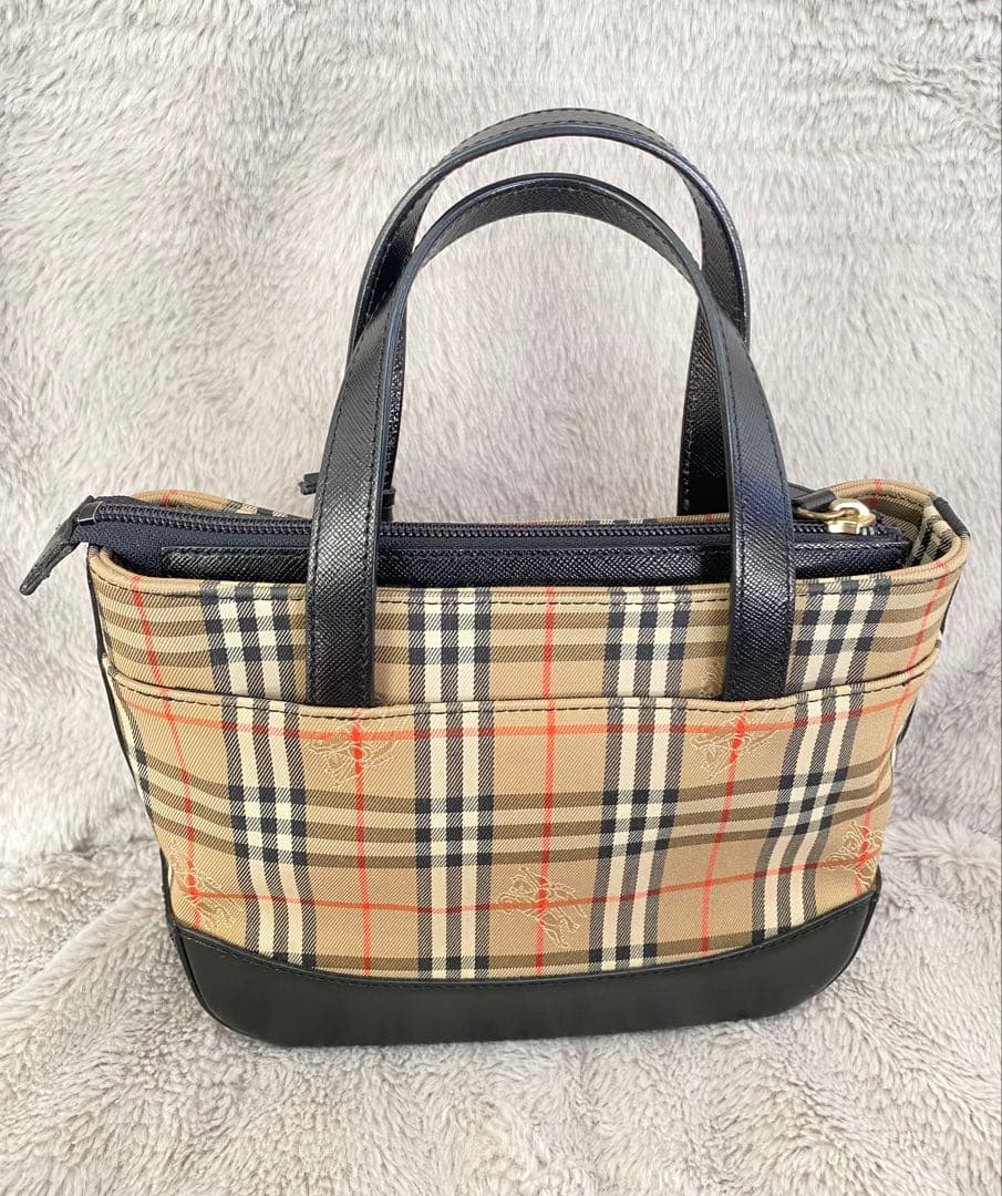 BURBERRY ハンドバッグ キャンバス レザー トートバッグ