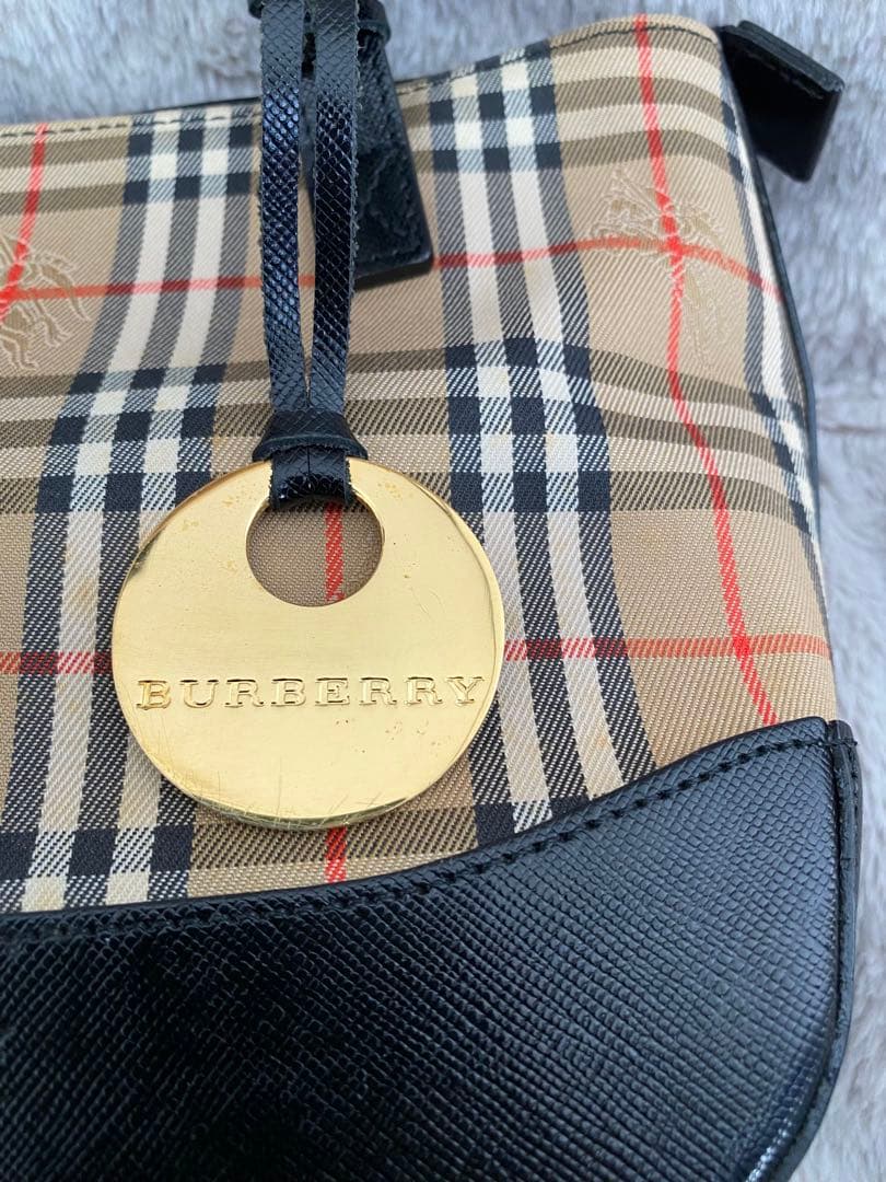BURBERRY ハンドバッグ キャンバス レザー トートバッグ