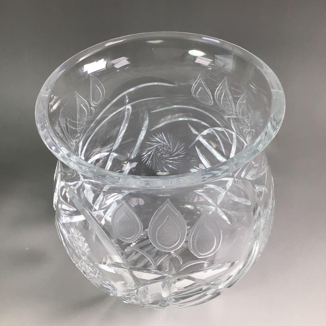 Ｒ８　水指　『山本曠作』『クリスタル硝子』『切子水指』　共箱　茶道具　ガラス工芸