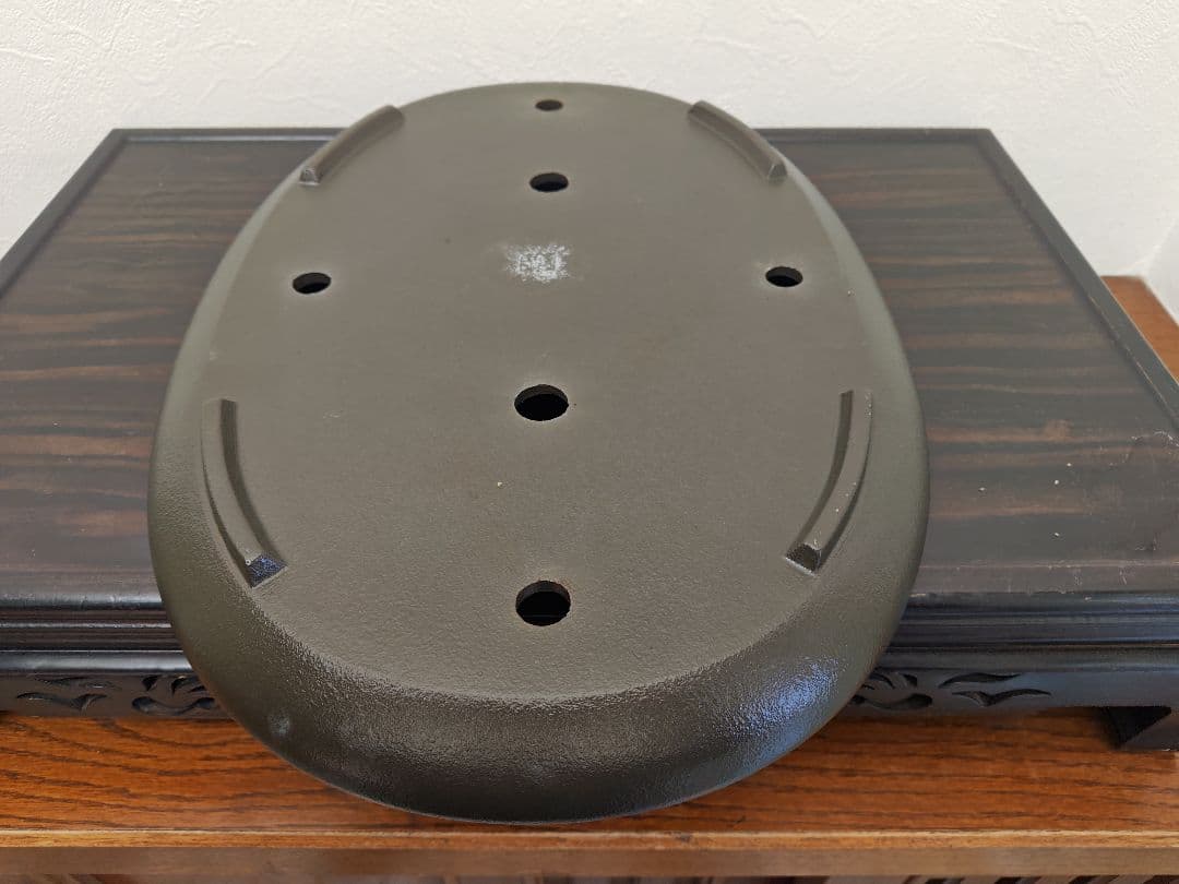 陶器製楕円形盆栽鉢 約47cm× 34cm×4.5cm　薄型・大型盆栽鉢