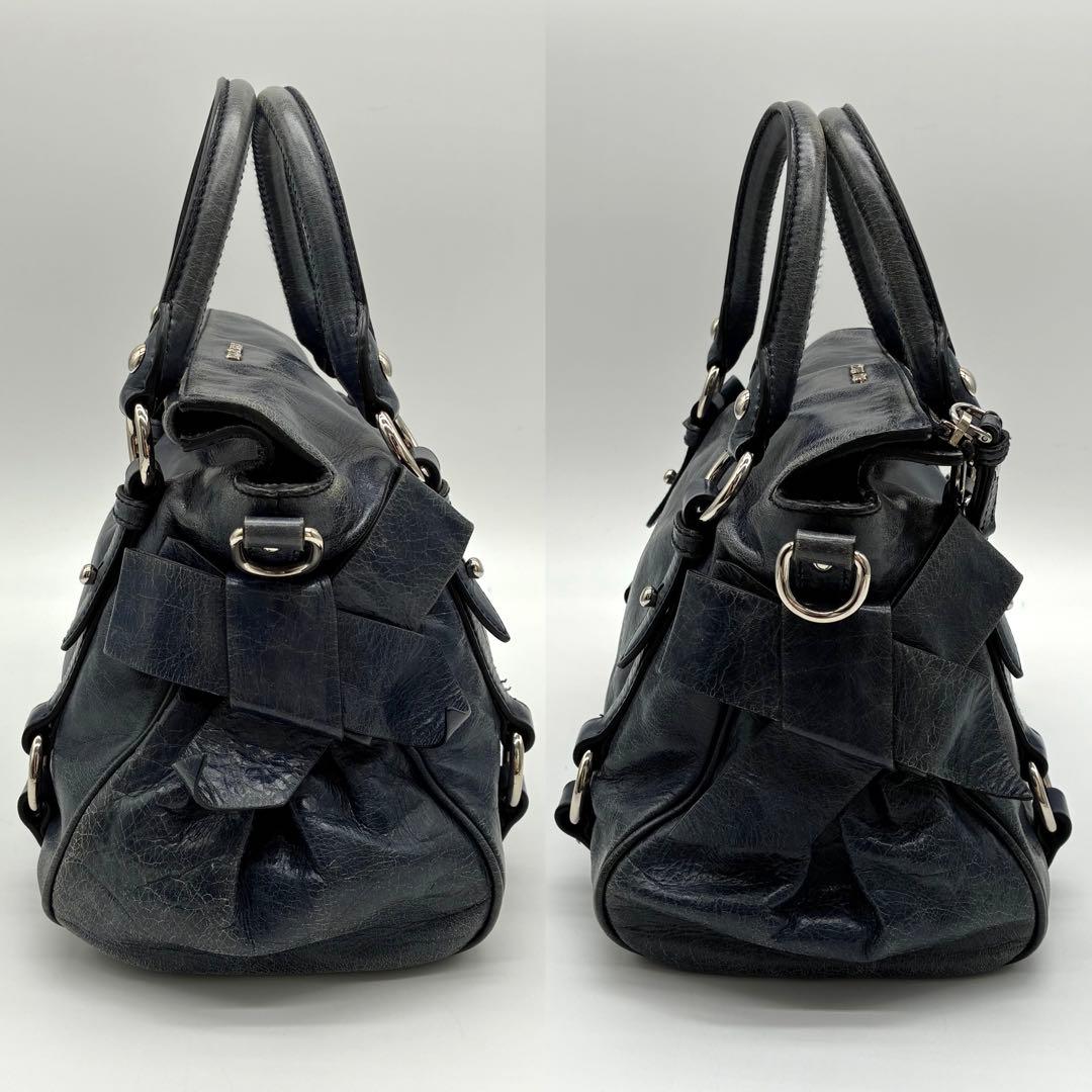 MIUMIU ミュウミュウ ハンドバッグ 2WAY ショルダー リボン ブルー