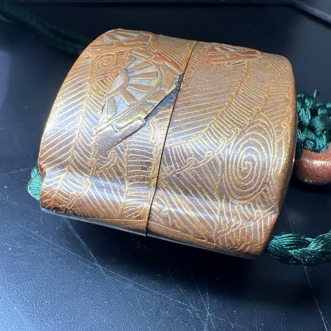 翠香銘　蒔絵印籠　木箱付　32g 東Y7-1119☆2Fトカサ