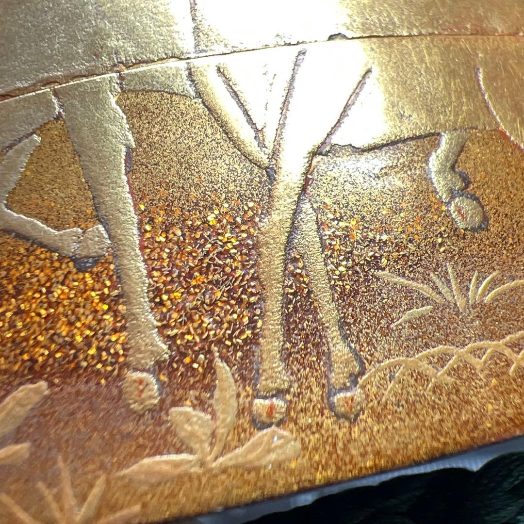 翠香銘　蒔絵印籠　木箱付　32g 東Y7-1119☆2Fトカサ