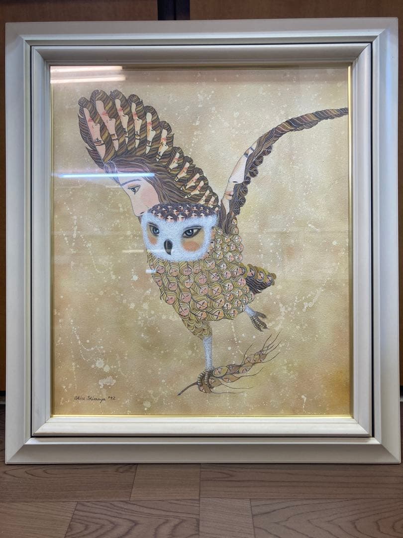 島谷晃 画 アクリル画「宙より」 1992年 肉筆 真作