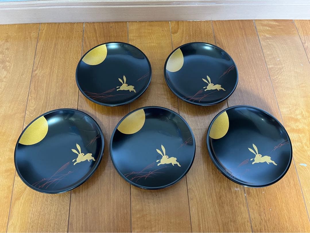 未使用品 秀衡塗 丸三漆器 銘々皿 5枚セット 漆器 箱付 工藝品