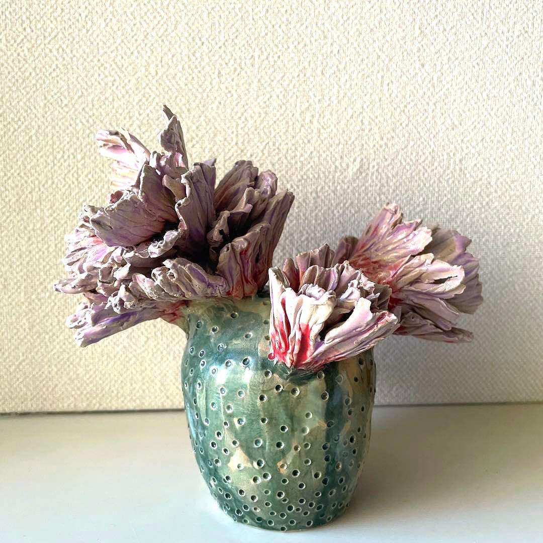 ※最終SALE※超希少！マリアンネフオタリ　サボテンの花　陶器置物アラビア