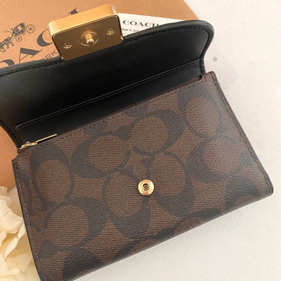 新品　正規品☆COACH コーチ　折り財布　 ブラウン　レザー　二つ折り財布
