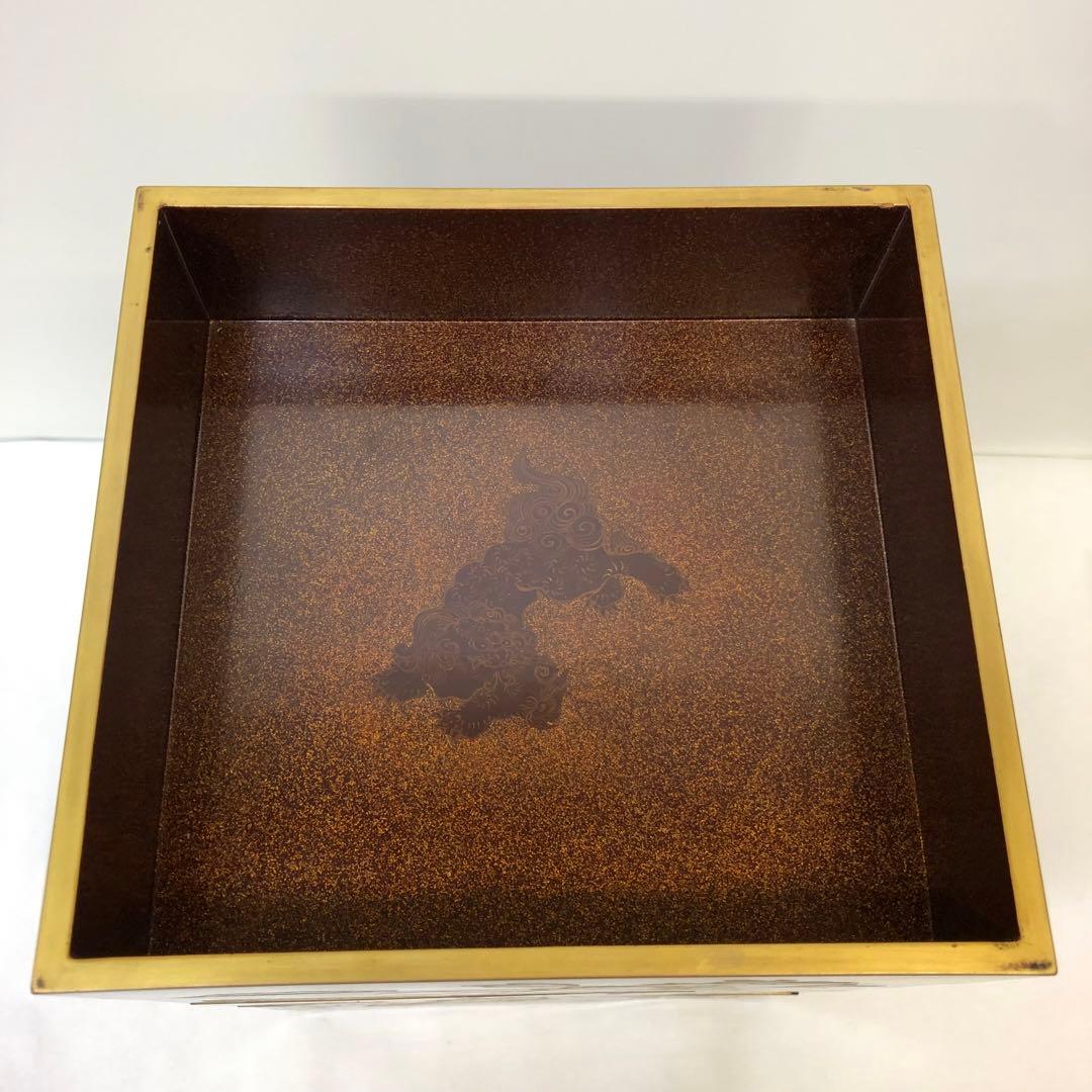 金蒔絵お重　漆器　木製　花鳥図柄　唐獅子図柄　五段重別蓋付き　共箱無
