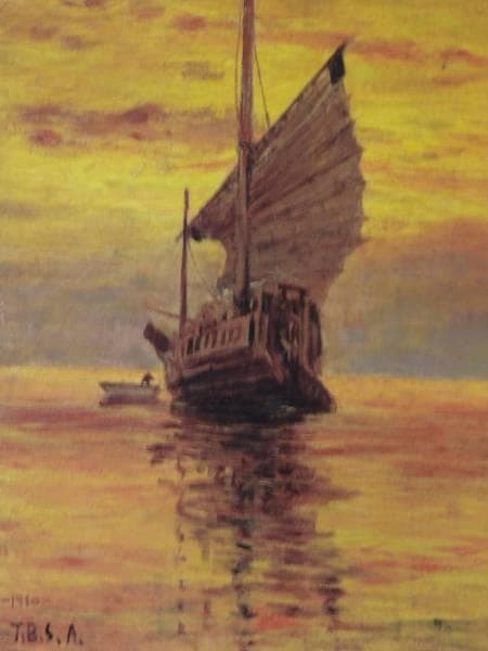 青木繁、【夕焼けの海】、豪華・希少画集画、新品高級額・額装付