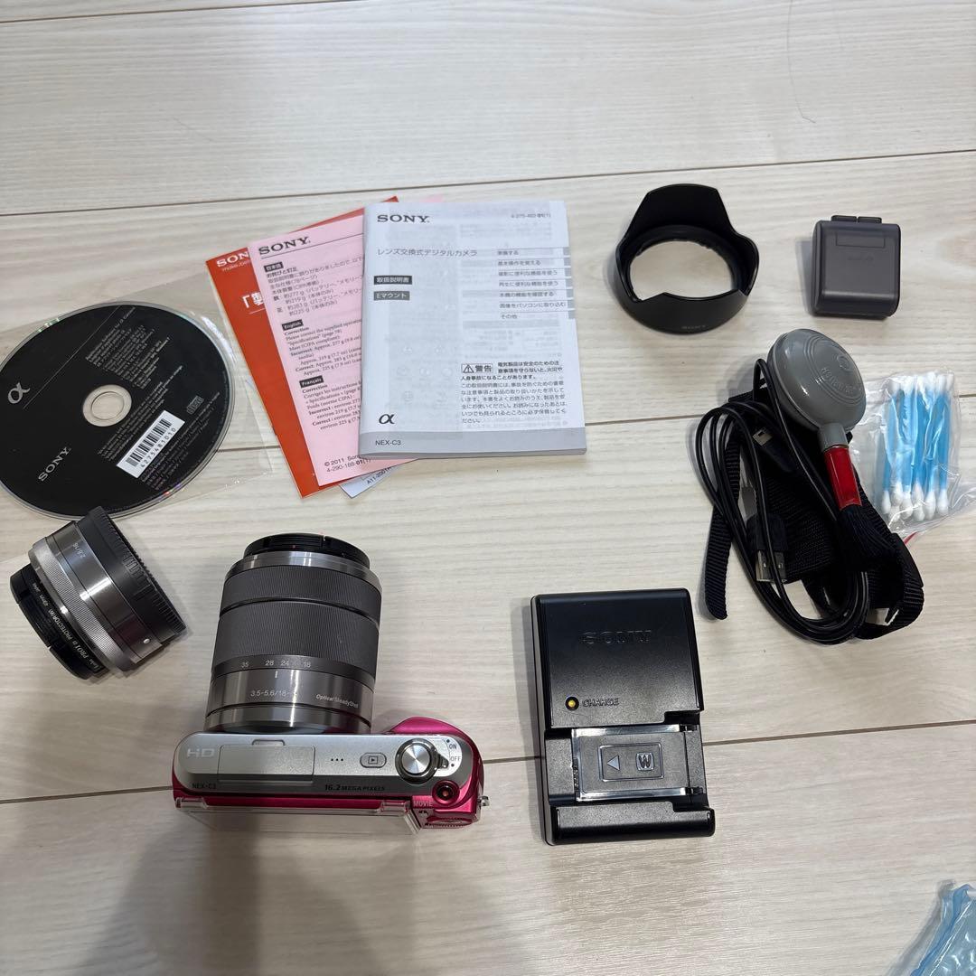 ‼️ピンク‼️SONY NEX-C3 ダブルレンズキット動作確認済み　箱付き