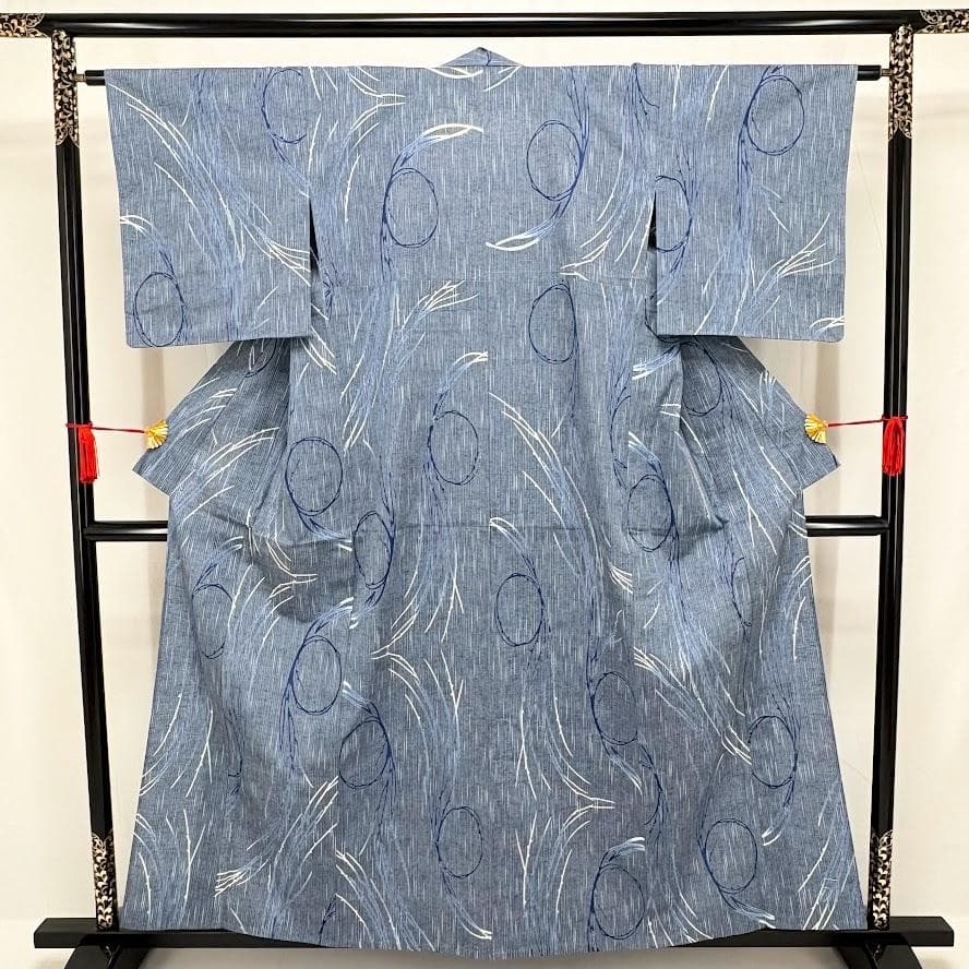 ゆりのはな　未使用品　竺仙　浴衣　結び柳模様　綿　仕立て上がり　F002