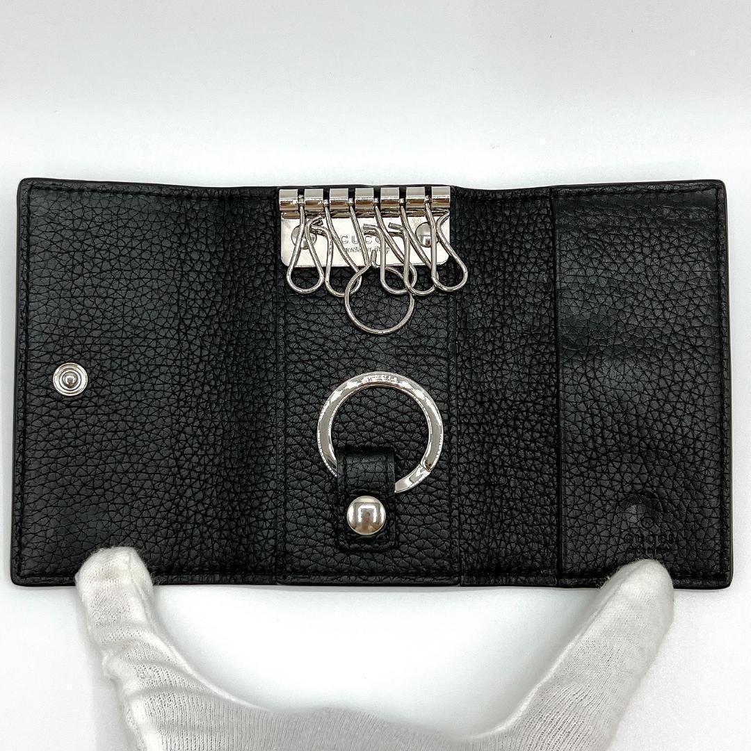 グッチ GUCCI 6連 キーケース ブラック レザー GGメタル 473924