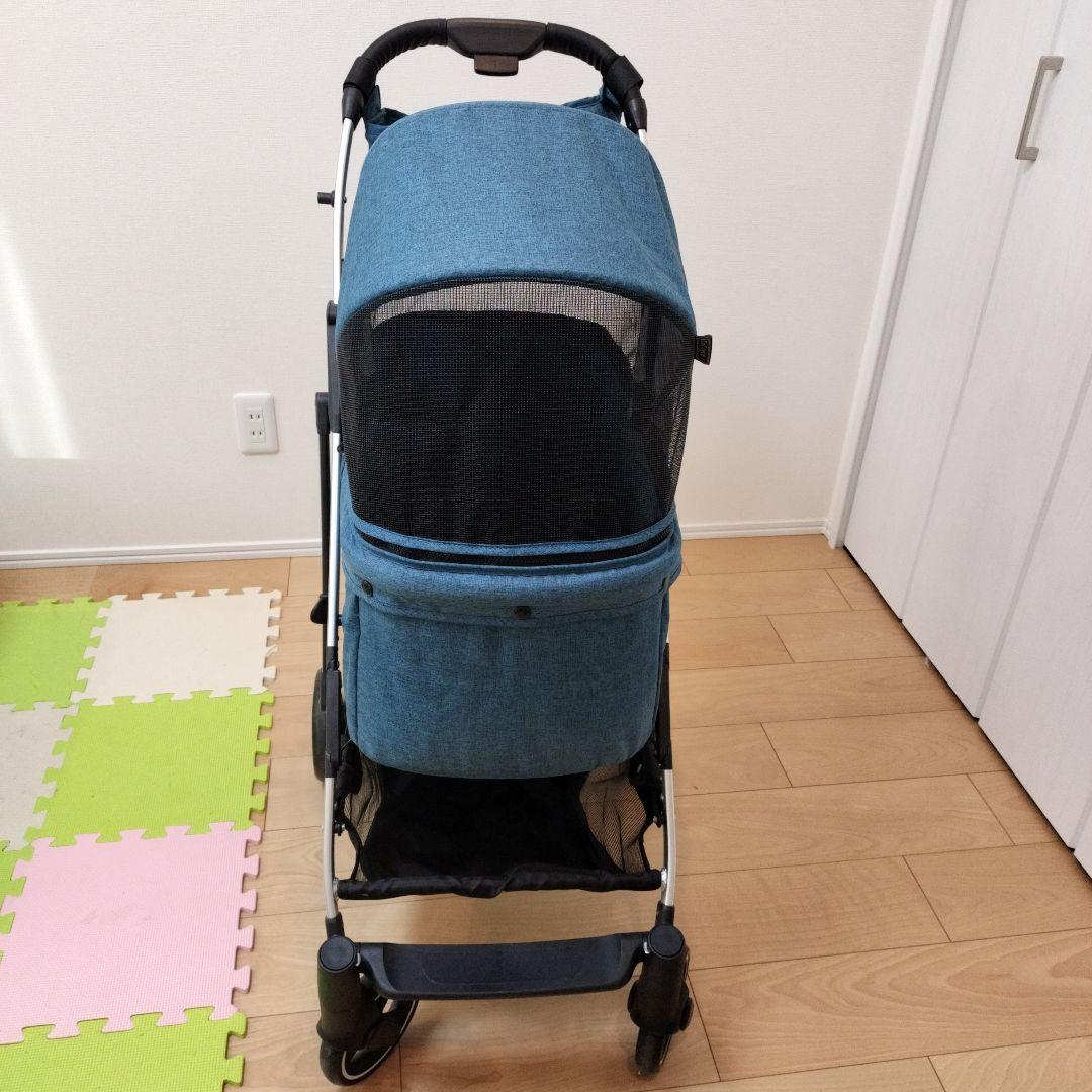 デニムブルー ペットカート メッシュカバー付き　Coconte