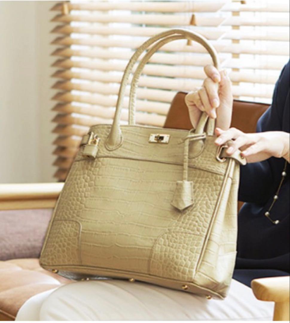 【美品】濱野HAMANO クロコクラッシーアーバントートミニ ハンドバッグ