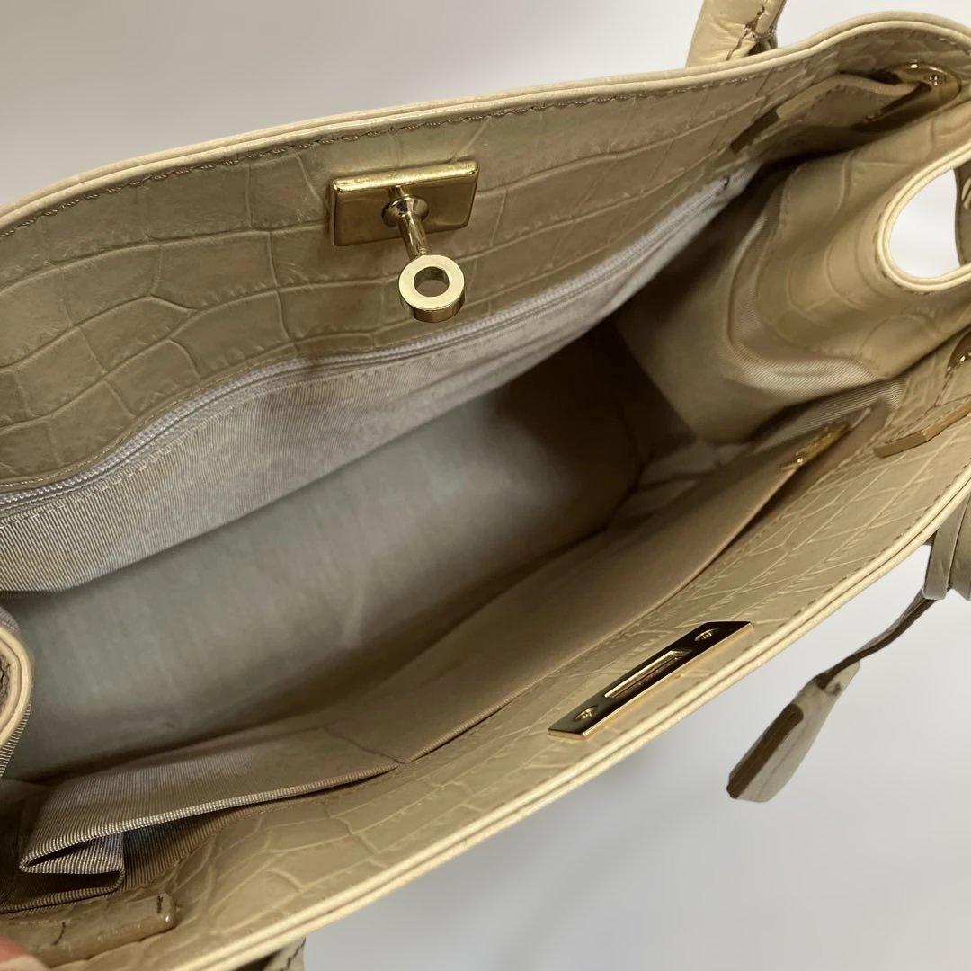 【美品】濱野HAMANO クロコクラッシーアーバントートミニ ハンドバッグ